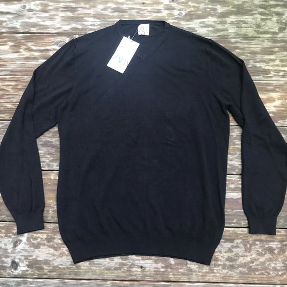 Zara Other - Zara Men Sweater Black V neck Pull over Long Sleev